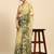 Green printed satin fashion saree with blouse piece