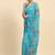 Blue printed satin fashion saree with blouse piece