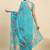 Blue printed satin fashion saree with blouse piece