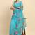 Blue printed satin fashion saree with blouse piece
