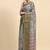 Grey printed satin fashion saree with blouse piece