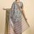 Grey printed satin fashion saree with blouse piece