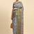 Grey printed satin fashion saree with blouse piece