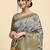 Grey printed satin fashion saree with blouse piece