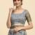 Grey printed satin fashion saree with blouse piece