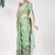 Green printed silk blend ethnic saree with blouse piece