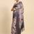 Cream elegant printed polycotton saree with blouse piece