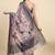 Cream elegant printed polycotton saree with blouse piece