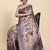 Cream elegant printed polycotton saree with blouse piece