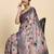 Cream elegant printed polycotton saree with blouse piece