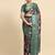 Green printed silk blend ethnic saree with blouse piece