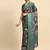 Green printed silk blend ethnic saree with blouse piece
