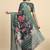 Green printed silk blend ethnic saree with blouse piece