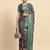 Green printed silk blend ethnic saree with blouse piece