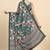 Green printed satin fashion saree with blouse piece
