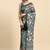 Green printed satin fashion saree with blouse piece