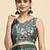 Green printed satin fashion saree with blouse piece