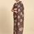 Brown printed satin fashion saree with blouse piece