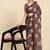 Brown printed satin fashion saree with blouse piece
