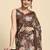 Brown printed satin fashion saree with blouse piece
