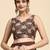 Brown printed satin fashion saree with blouse piece