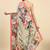 Beige printed satin fashion saree with blouse piece