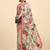 Beige printed satin fashion saree with blouse piece