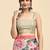 Beige printed satin fashion saree with blouse piece