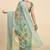 Green elegant printed polycotton saree with blouse piece