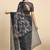 Grey printed chiffon festive wear saree with blouse piece