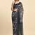 Grey printed chiffon festive wear saree with blouse piece