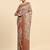 Beige printed satin fashion saree with blouse piece