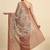 Beige printed satin fashion saree with blouse piece