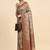 Beige printed satin fashion saree with blouse piece