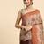Beige printed satin fashion saree with blouse piece