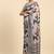 Grey elegant printed polycotton saree with blouse piece