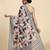 Grey elegant printed polycotton saree with blouse piece