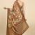 Brown printed satin fashion saree with blouse piece