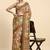 Brown printed satin fashion saree with blouse piece