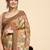 Brown printed satin fashion saree with blouse piece