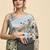 Grey printed satin fashion saree with blouse piece