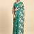 Green printed satin fashion saree with blouse piece