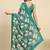 Green printed satin fashion saree with blouse piece