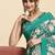 Green printed satin fashion saree with blouse piece