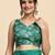 Green printed satin fashion saree with blouse piece