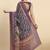 Blue floral printed jute casual saree with blouse piece