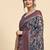 Blue floral printed jute casual saree with blouse piece
