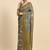 Grey floral printed jute casual saree with blouse piece