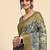 Grey floral printed jute casual saree with blouse piece