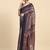 Brown geometric printed jute cotton festive wear saree with blouse piece